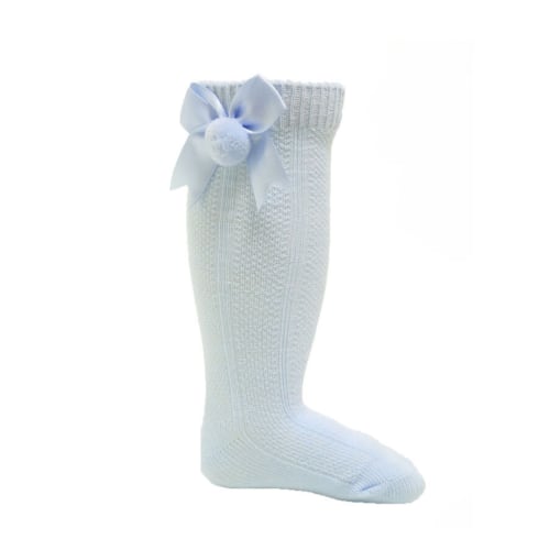 Blue Knee Length Pom Socks – Ella Marina Baby