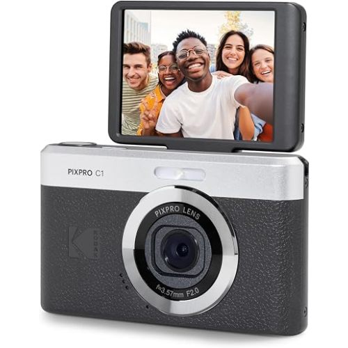 KODAK PIXPRO C1 13MP Compact Digital Camera, 26mm Fixed Lens, Black