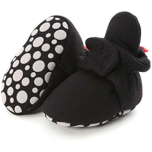 Unisex Newborn Baby Cotton Booties Non-Slip Sole for Toddler Boys Girls Infant Winter Warm Fleece Cozy Socks Shoes