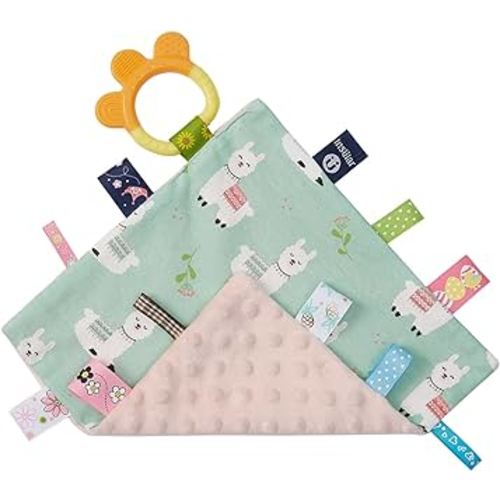 Lovey Alpaca Security Blanket with Tags Toy Soft Plush Minky Blanket Baby Taggies Sensory Blanket Loveys for Babies Girl Boy Small Blanket 10" x 10"