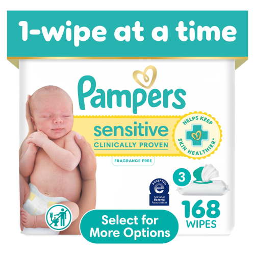 Pampers Sensitive Baby Wipes, 168 Wipes, 3X, Hypoallergenic