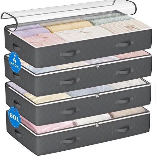 Under Bed Storage Containers, Storage Bins with Clear Lids