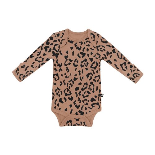 Kyte BABY Baby Girls Bamboo Leopard Print Long Sleeve Bodysuit