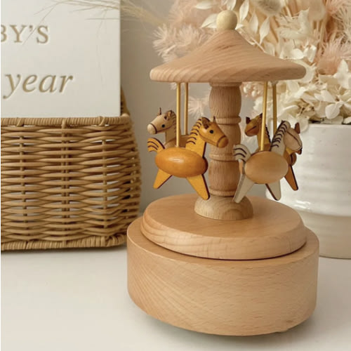 Heirloom Wooden Musical Carousel - Horses