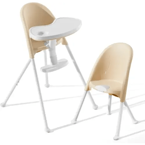 Funny Supply 3-in-1 Foldable High Chair, Portable & Convertible Baby High Chair, Modern Baby Feeding Chair with Removable Double Tray, Lightweight, Space-Saving Design, Easy to Clean, Cream
