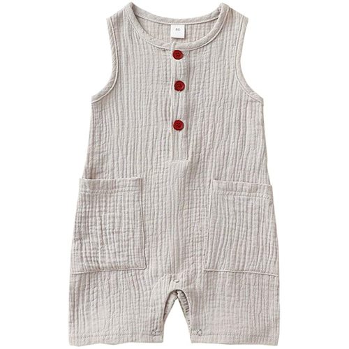 Arleysh Newborn Infant Unisex Baby Boy Girl Button Solid Pocket Romper Bodysuit One Piece Jumpsuit Outfits Clothes