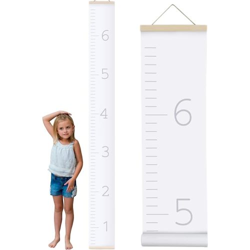 Morxy Canvas Growth Chart for Kids - Unisex Kids Room Wall Decor - Measuring Height Chart- Wall Tape with Height Chart for Kids (Canvas, Plain White)