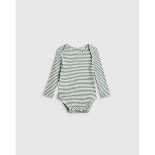 Softest Rib Long Sleeve Bodysuit  in Green Stripe