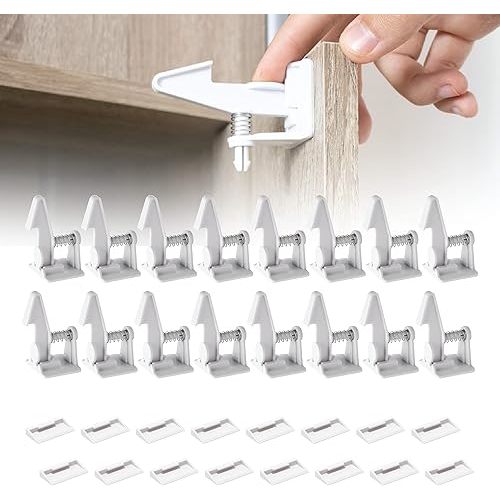 Inaya 16-Pack Cabinet Locks, Child Safety Latches - Baby Proofing Cabinets and Drawer Locks - 3M Adhesive - No Drilling & No Tools Required - Child Proof Your Home
