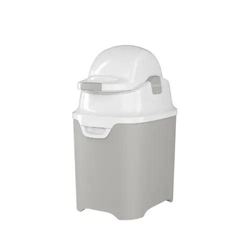 Foundations Mini Diaper Pail with Airtight Lid - Durable & Odorless Diaper Disposal, Large Capacity, Holds up to 30 Newborn Diapers, Refill with Any Bags - Gray