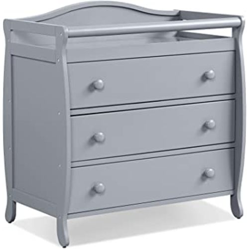 Costzon 3-Drawer Changing Table, Infant Diaper Changing Station with Drawers, Safety Rails & Strap, Baby Changing Table Dresser for Nursery, Easy Assembly (Gray)