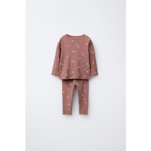 HEART RIB TOP AND LEGGINGS SET - Pink | ZARA United States