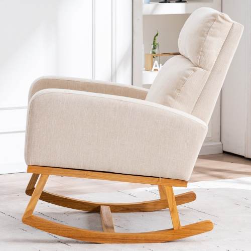HOMYKA 28" Wide Rocking Chair for Nursery with Solid Wood Leg