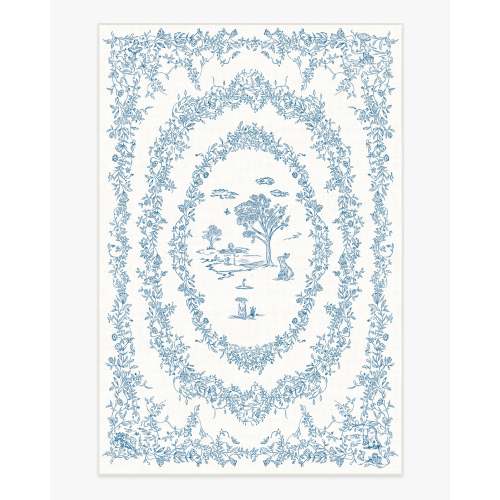 Bashful Bunny Toile Pink Flatwoven Rug | Ruggable US