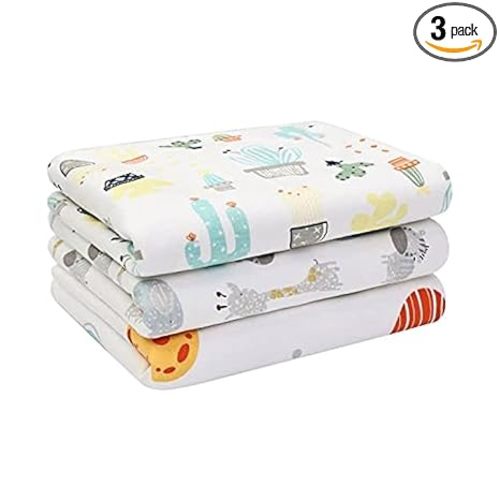 Forros para Cambiador de Pañales para Bebé (22X27.5 pulgadas) Algodón Suave Impermeable Alfombrilla Cambiador para Bebé Protectores Inferiores Alfombrilla de Colchón Protector de Sábanas Portátil