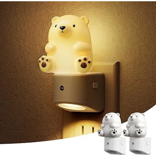 L LOHAS LED Night Light for Kids, 3D Bear Night Light Plug in, Dusk to Dawn Nursery Night Lights, RGB+Soft White 3000K, 3 Lighting Modes, Room Decor, Children