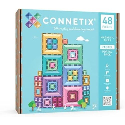 CONNETIX Magnetic Tiles Pastel Portal Pack, 48 Pieces