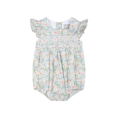 Lil cactus Pink Floral Print Smocked Futter Romper