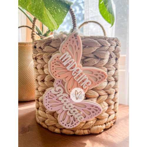 Butterfly bag tag | diaper bag tag | book bag tag | kids name tag | Easter basket tag | butterfly name tag | luggage tag | lunch box tag