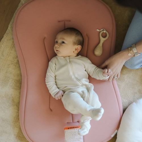 Snuggle Me® Baby Lounger Curve (0-6 Months) - Premium Organic Cotton with Foam Core, Machine-Washable Cover, Buttery-Soft & Breathable Infant Lounger with Travel Bag (30 in x 20 in x 1.9 in) - Birch