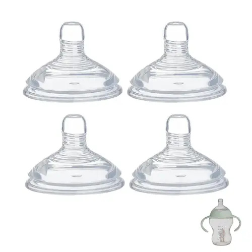 4 Pack Bottle Nipples Compatible with Natural Bottle, Replacement Soft Silicone Nipples, Breast-Like with Anti-Colic Valve (M, Medium Flow)