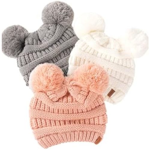FURTALK Baby Winter Knitted Beanie Hat Soft Warm Lined Pom Pom for Infant Toddler Skull Cap