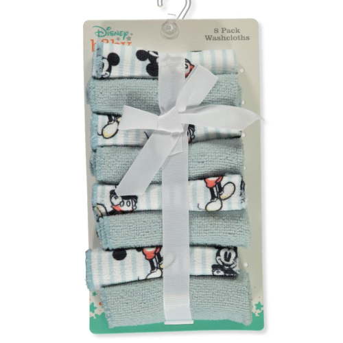 Disney Baby Big Boys' 8-Pack Mickey Mouse Washcloths Set - White/Multi, one Size
