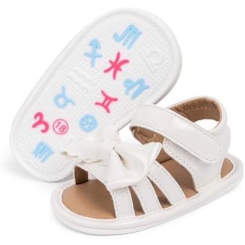 Babelvit Infant Baby Girl Boy Sandals Comfort Premium Summer Outdoor Casual Beach Shoes with Flower Bowknot Anti Slip Rubber Sole Newborn Toddler Prewalker First Walking Shoes