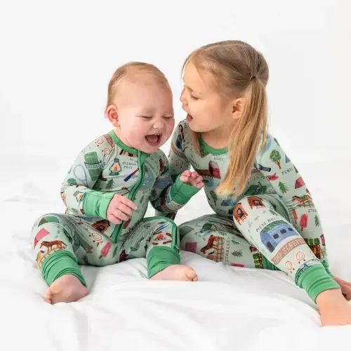 Green Camp Sleepies Two-Piece Pajama Set – Little Sleepies