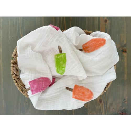 Popsicle Baby Blanket | 100% Cotton Muslin Swaddle Blanket | Watercolor | Hand-painted