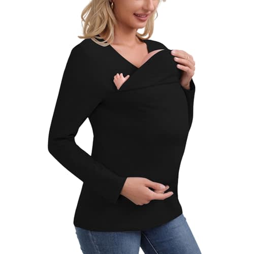 HyabDiop Kangaroo Shirt for Dad and Baby, V-Neck Long Sleeve T-Shirt, Grey, Male, Baby Boys, Modern, Loose Fit