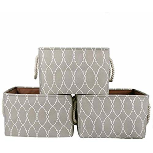 HOKEMP Foldable Storage Bins - 15” x 10.6” x 9.4” Fabric Storage Large Basket Set Collapsible Organizer Bin with Handles for Shelevs, Closet, Toys, Towels, Laundry (3 Pcs, Lattice)