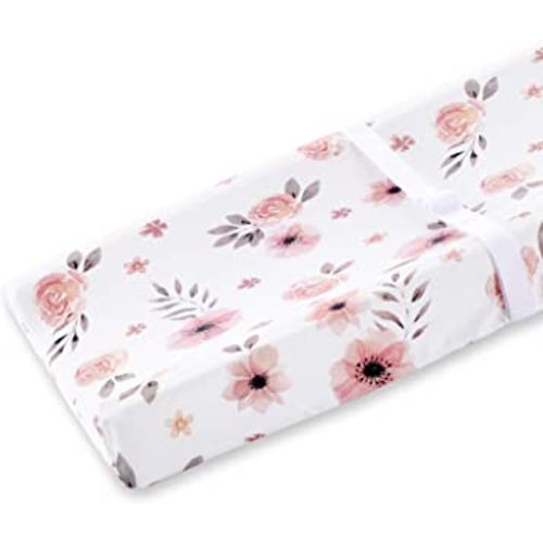 Tyke Bliss Pink Changing Pad Cover for Girls – Stretchy Floral Changing Pad Covers Made with 100% Combed Cotton Jersey Knit, Super Soft, Diaper Changing Pad Cover for Baby Change Table Pads