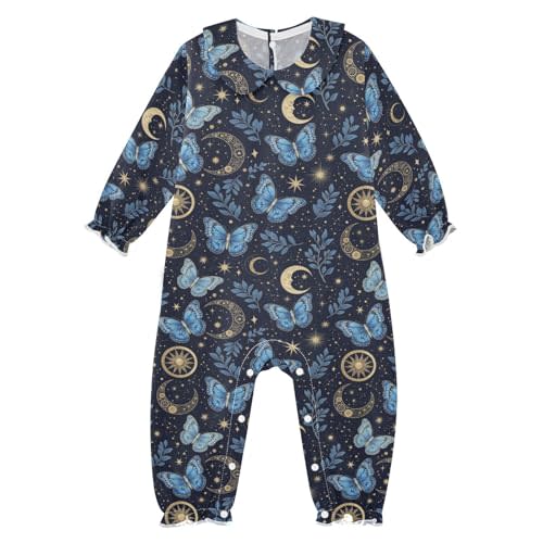 Emelivor Astronomy Butterflies Moons Baby Girl Romper Clothes Long Sleeve One-Piece Bewborn Outfits for Girls Jumpsuit,3M