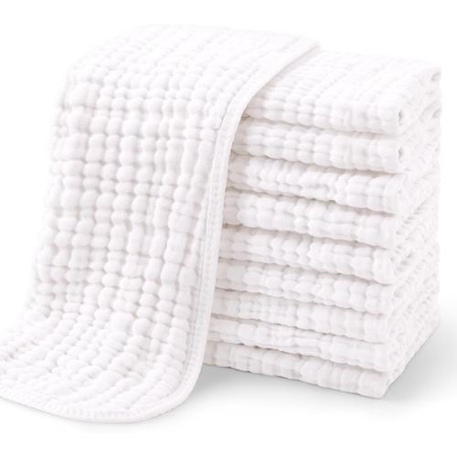 Amazon.com : Yoofoss Muslin Burp Cloths for Baby 10 Pack 100% Organic Cotton Baby Washcloths for Boys Girls Large 20''X10'' Super Soft and Absorbent White : Baby