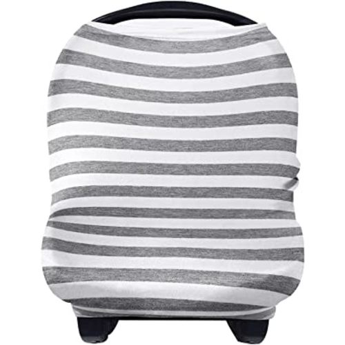 Yoofoss Nursing Cover Breastfeeding Scarf - Baby Car Seat Covers, Infant Stroller Cover, Strechy Carseat Canopy for Boys and Girls (Grey Stripe)
