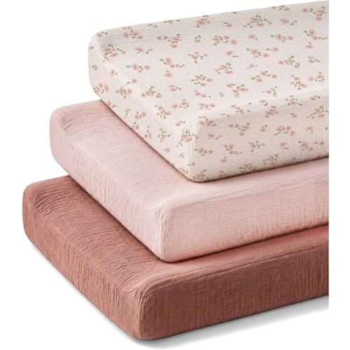 Changing Pad Covers 3 Pack, 32"x16" Muslin Baby Changing Table Pad Covers