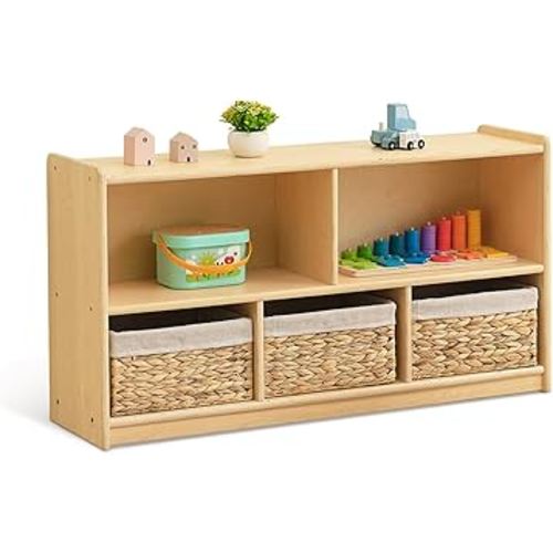 OOOK 5-Compartment Wooden Storage Cabinet, Montessori Shelf for Toy Organizers and Storage, Kids Classroom Organizer, Playroom, Daycare and Preschool Shelf