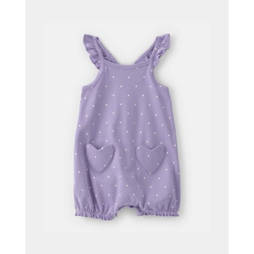 Baby Girl Polka Dots Sleeveless Romper - Purple | Carter's