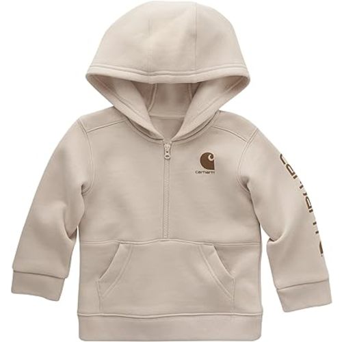 Carhartt Boys' Long-Sleeve Half-Zip Hooded Sweatshirt - 12 Months - Malt