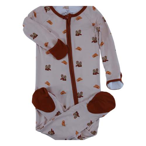 Cowboy Boots Bamboo Baby Zip Romper, 0–24M | Obi Outfitters