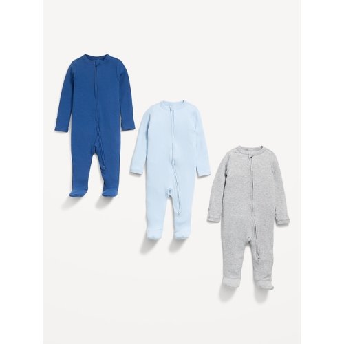 Unisex 2-Way-Zip Sleep & Play Footed One-Piece 3-Pack for Baby 3 - 6 months