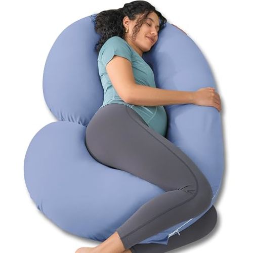 INSEN Cooling Pregnancy Pillow, Maternity Pillow for Pregnant Women, Bright Blue