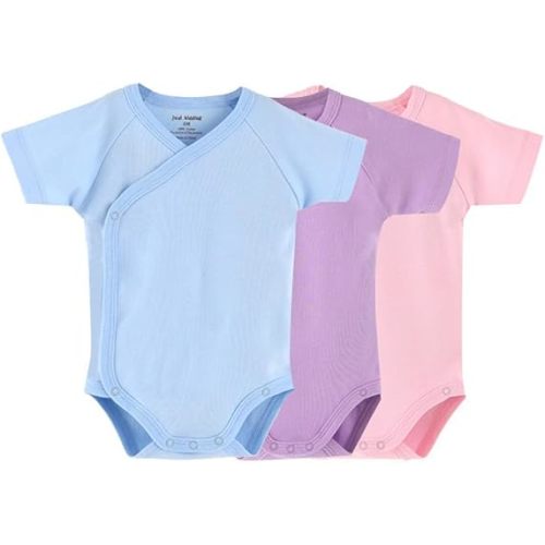 Baby Boys Girls Short Sleeves Kimono Clothes Cotton Baby Side-Snap Bodysuit Pack of Baby Layette Set