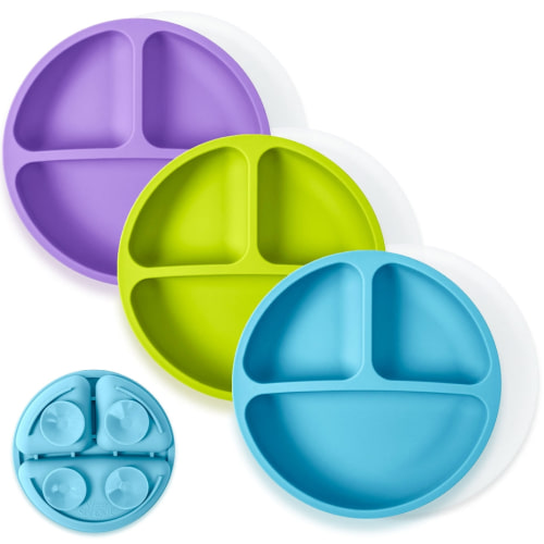 Silicone Suction Plates – Set of 3 (Lid Option Available)