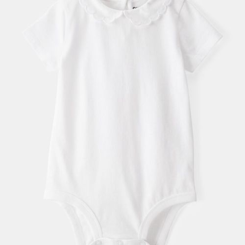 Baby Scalloped Collar Short-Sleeve Bodysuit - White | Carter’s Oshkosh Canada