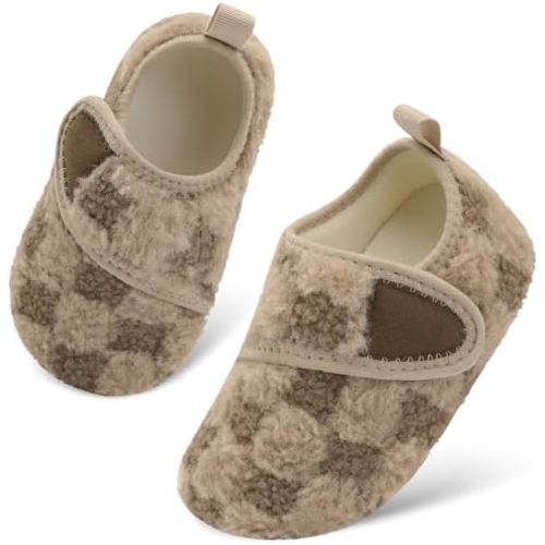Scurtain Toddler Warm Winter House Slippers Baby Boys Girls Indoor Home Slippers Cozy Lightweight Non-Slip Shoes For Infant Kids Plush Linned