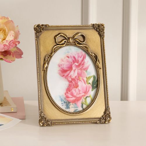 LoveShackFancy Gold Bow Rectangle Frame (5"x7")