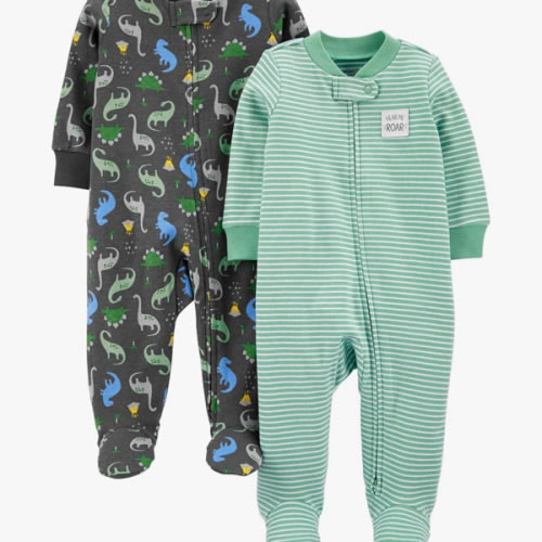 Simple Joys by Carter's baby-boys 2-way Zip Thermal Footed Sleep and Play, Pack of 2
