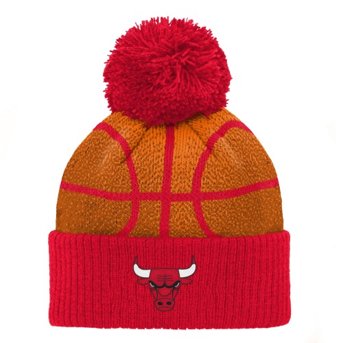 Infant Chicago Bulls Red Basketball Head Cuffed Knit Hat with Pom